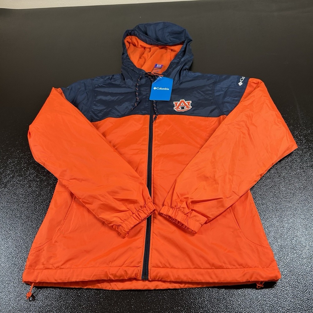 Columbia Flash Forward Windbreaker Womens Extra Small Orange Navy Auburn Tigers